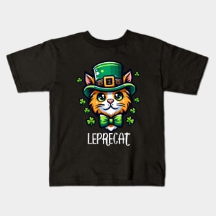 Leprecat For St Paddy's Day - Feline Funny St Patricks Day Kids T-Shirt